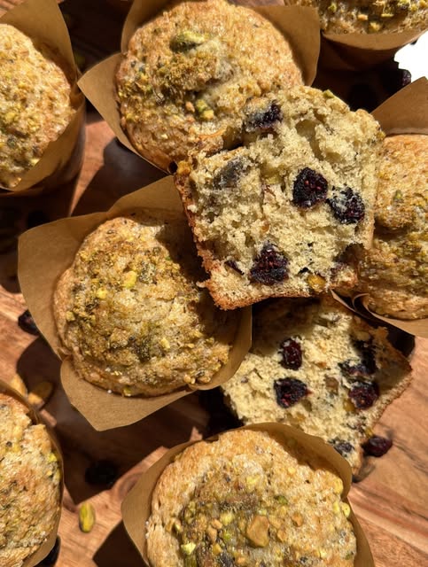 Cranberry pistachio muffins from the weekly drop.